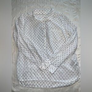 GAP Factory White Button Down with Navy Accents